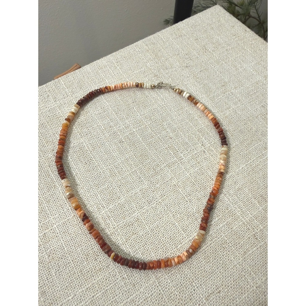 Handmade Multitone Shell Bead Necklace - Brown & Cream